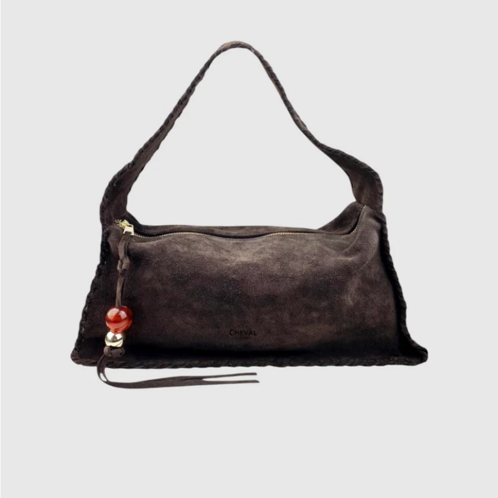 Chocolate Brown Suede Shoulder Bag by Cheval Firenze NWT